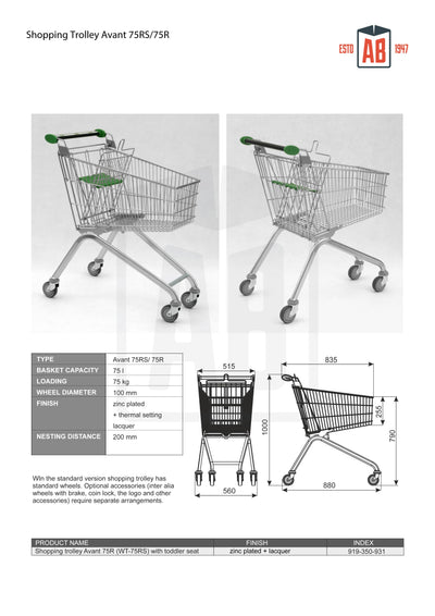 75L Compact Shopping Trolley – Avant Series - AB Range