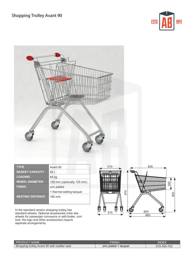 90L Compact Shopping Trolley – Avant Series - AB Range