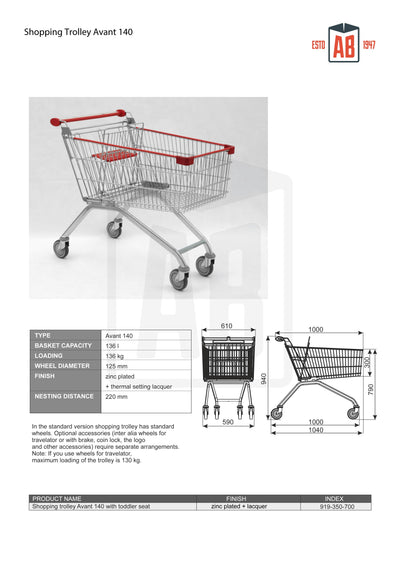140L Extra-Large Shopping Trolley – Avant Series - AB Range