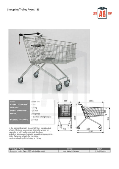 Classic 185M Shopping Trolley with Toddler Seat - AB Range