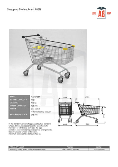 185L High-Capacity Shopping Trolley – Avant Series (Model 185N) - AB Range