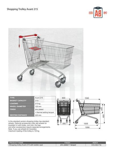 215L Ultra-Capacity Shopping Trolley – Avant Series - AB Range