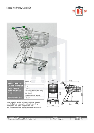 90L Compact Shopping Trolley – Classic Series - AB Range