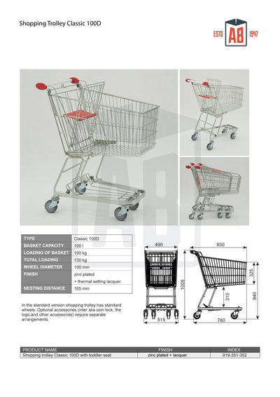 100L Double Basket Shopping Trolley – Classic Series (Model 100D) - AB Range