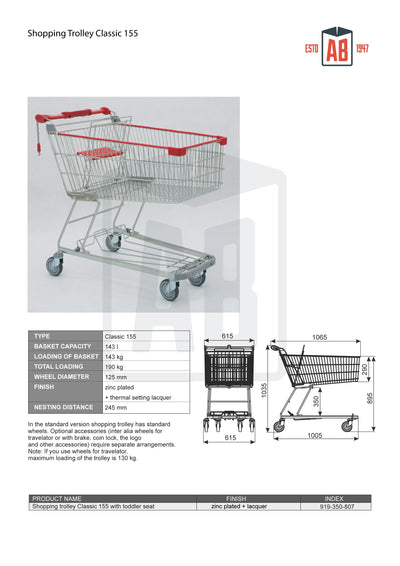 155L High-Capacity Shopping Trolley – Classic Series - AB Range