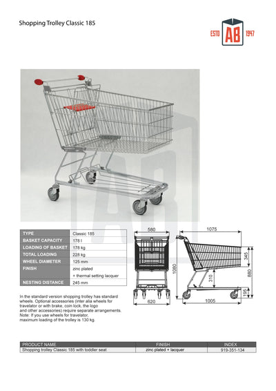 185L Extra-Large Shopping Trolley – Classic Series - AB Range