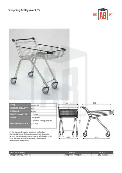 Avant 65 Shopping Trolley – 65 Litre Capacity (No Toddler Seat) - AB Range