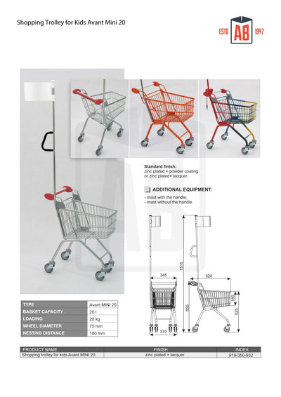 Avant Mini 20 – Kids Shopping Trolley - AB Range