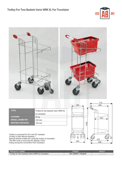 Vario XL Twin-Basket Shopping Trolley – High-Capacity Retail Cart - AB Range