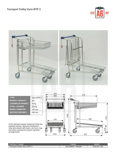 Vario WTP 3 Transport Trolley – Compact Flatbed Trolley for Versatile Use - AB Range