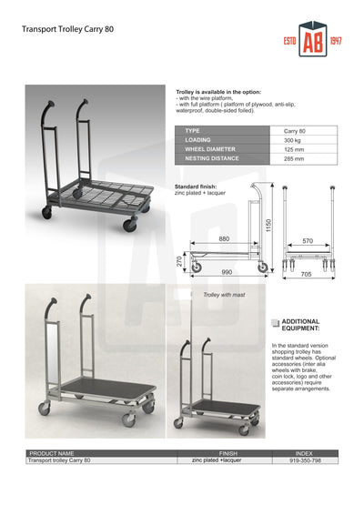 Carry 80 Transport Trolley – Wire Platform Trolley - AB Range