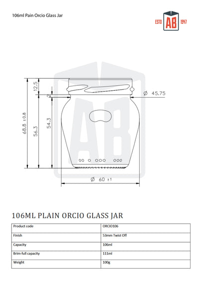 106ml Plain Orcio Glass Jar