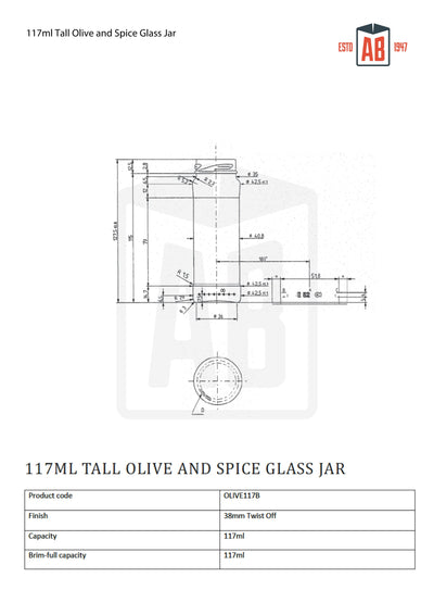 117ml Tall Olive & Spice Glass Jar