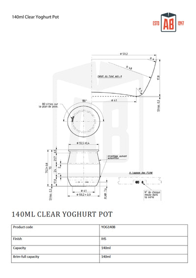 140ml Clear Yoghurt Pot