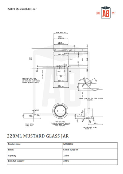 228ml Mustard Glass Jar