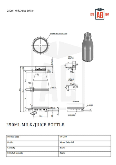 250ml Milk / Juice Bottle