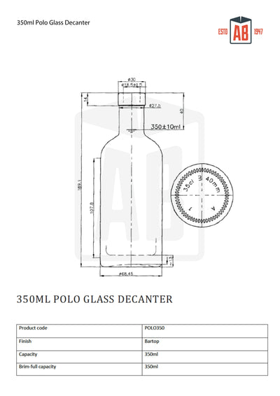 350ml Polo Glass Decanter