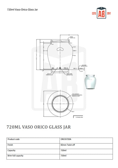 720ml Vaso Orcio Glass Jar