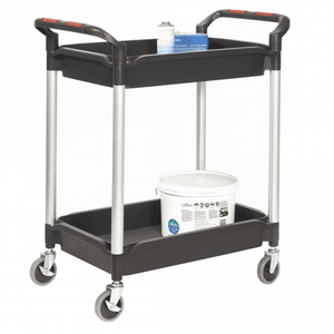 Plastic 2 Shelf Deep Tray Trolley, 150kg Capacity – 870 x 490 x 990mm