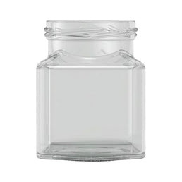 200g Square Jam Jar (282ml) – Clear Glass Preserve Jar | Multiple Lid Options