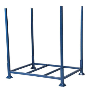Blue demountable post pallet stillage with 1400x1000mm base size and cupped feet