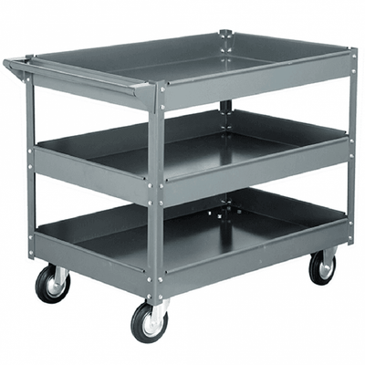 3 Shelf Steel Deep Tray Trolley, 250kg Capacity, 1020 x 620 x 820mm
