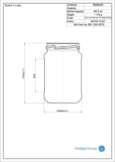298ml Flint Glass Food Jar - Ardagh