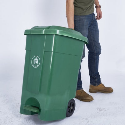 70L Plastic Mobile Pedal Bin - Wheeled Hands-Free Waste Bin