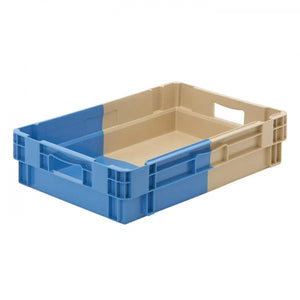 25 Litre bi-colour blue and beige 180 degree stack and nest HDPE food approved container