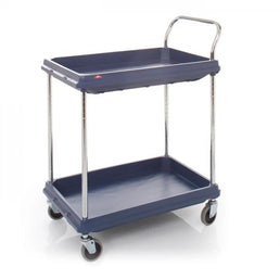 2 Shelf Utility Trolley – Reinforced Polymer with Chrome Uprights