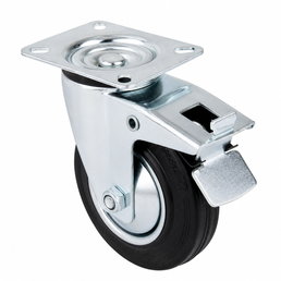 125mm Rubber Swivel Castor with Brake for Roll Containers & Roll Cages