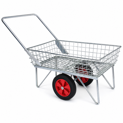 Garden Centre Trolley with Single Basket & 2 Wheels (Heavy Duty Wire Basket)