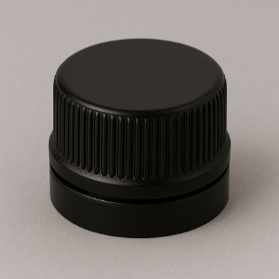 33MM Black Plastic Cap with EPE Liner – Secure Seal Closure