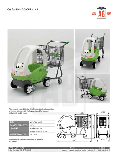 100L Shopping Trolley with Ride-In Kids Car - AB Range