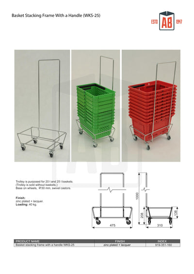 Basket Stacking Frame with Handle – Mobile Basket Holder for Retail - AB Range