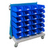 Mobile Small Parts Trolley with Bins | Louvred Panel Storage on Wheels