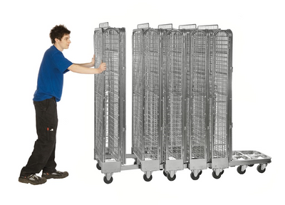 Stackable Security Roll Container with Roof and Shelf – Galvanised Security Cage | 400kg Capacity