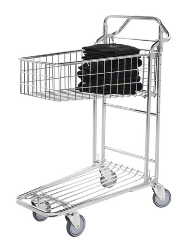 Shop Trolley with Basket – Stackable Storage and Retail Trolley