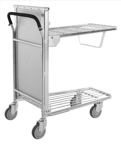 Ergonomic Stackable Shop Trolley – Spring-Loaded Shelf | Electro-Galvanised | 90kg Capacity