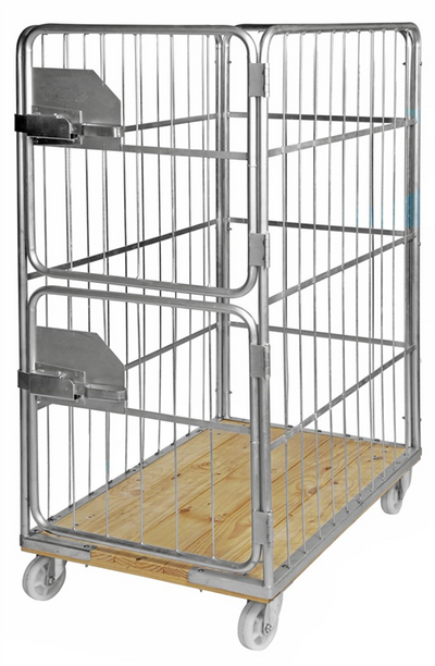 Roll Container with Wooden Base – 2 Door Mesh Roll Cage | 800kg Load Capacity