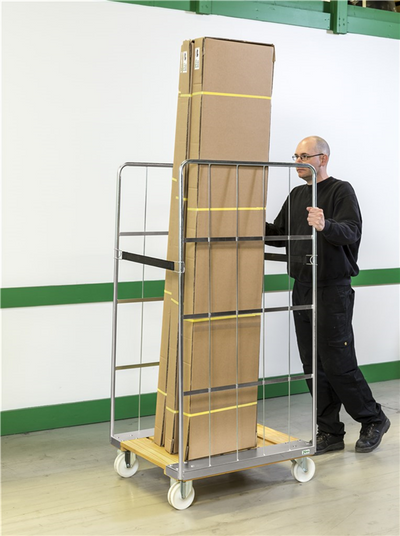 Roll Container with Wooden Base and Shelf – Galvanised Mesh Roll Cage | 400kg Load Capacity