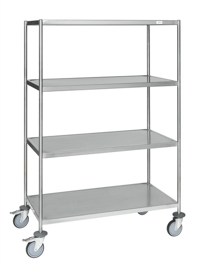 Fully Welded 4-Tier Stainless Steel Trolley (No Handles) – C3 (AISI 304) – 825 × 575 × 1650 mm