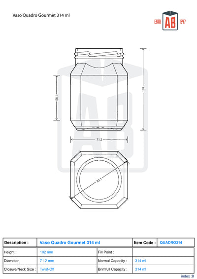 314ml Quadro Gourmet Glass Jar