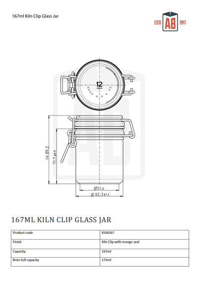 167ml Kilnclip Glass Jar