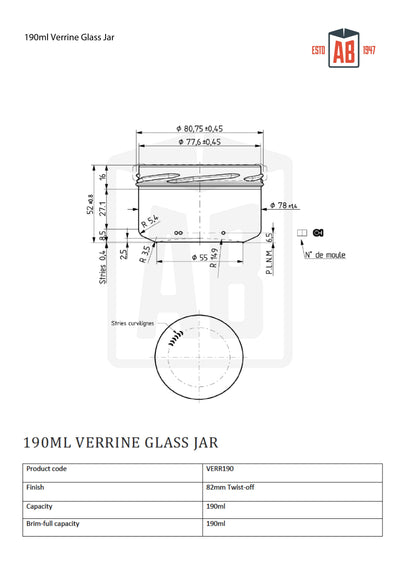 190ml Verrine Glass Jar