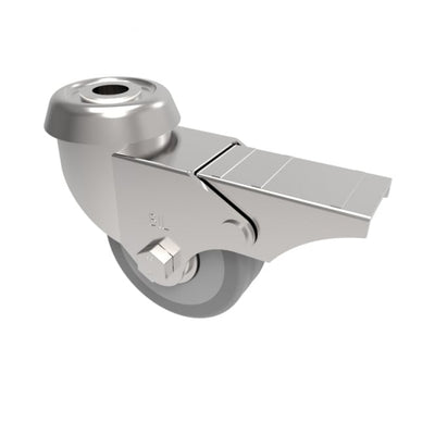 Bolt Hole Light Duty Swivel Castor with Brake – Grey Rubber Wheel