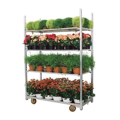 Danish Plant Trolley with 3 Shelves – Galvanized Steel Frame – 1350x565x1900mm