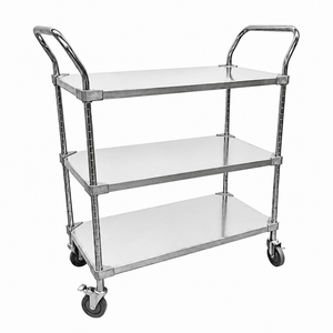 3 Shelf Stainless Steel Trolley, 240kg Capacity, Grade 304, 460mm Depth