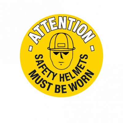 Floor Marker Graphic Sign - Attention Safety Helmets Must Be Worn