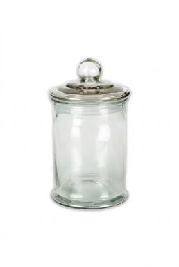 Glass Storage Empty Jar, 1 Litre, Clear Glass, Stopper Neck, Pack of 1 (pale item: add a very soft grey edge shadow so it stands out on white)